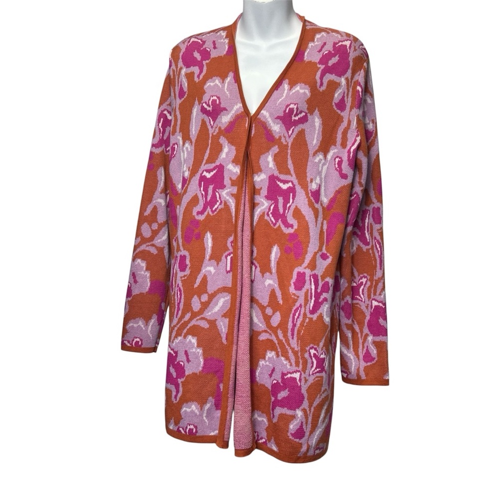 Soft Surroundings Pink and Orange Sweater Cardigan